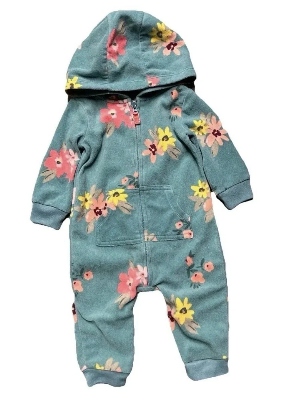 Baby Girl Footie Pajamas Animal Floral Fleece Bunting Size 3-6 Months